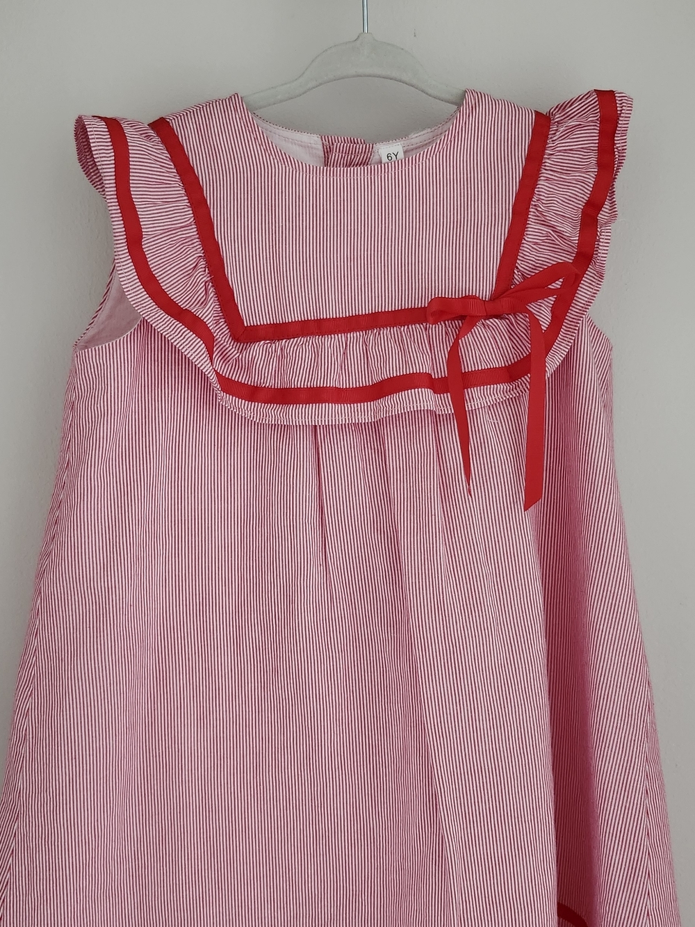 Pink & Red Striped Girl's Sundress with Bow